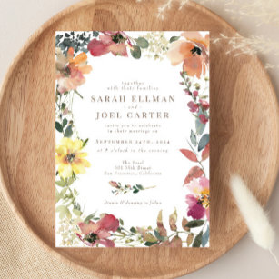 Wildflower Wedding Invitation Invitation Template Set of 3 