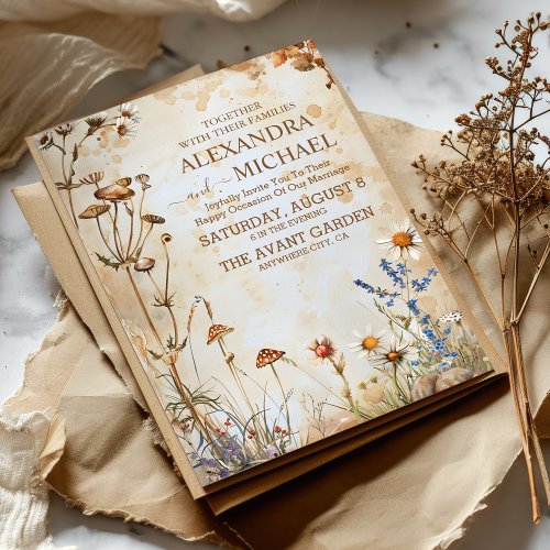 Elegant Boho Wildflower Wedding Invitation