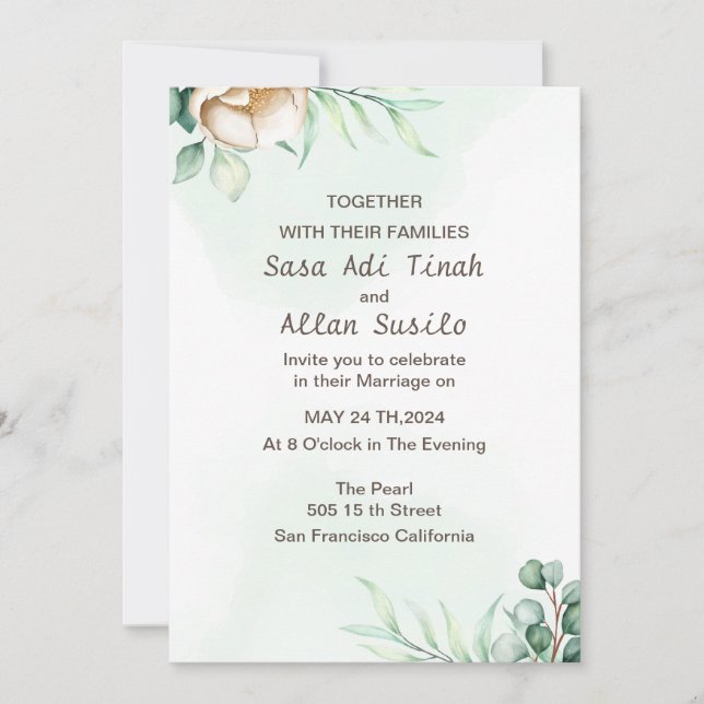 Elegant Boho Wildflower Wedding Invitation (Front)