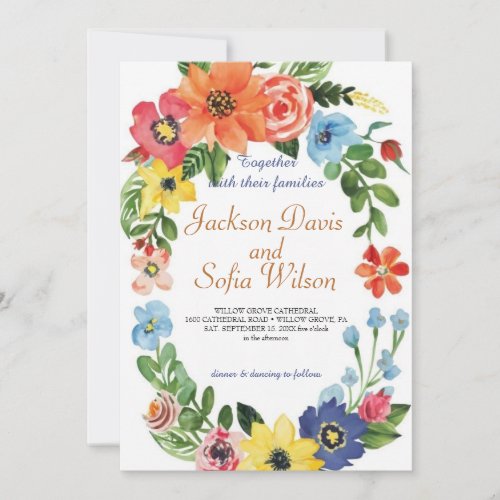Elegant Boho Wildflower Wedding Invitation