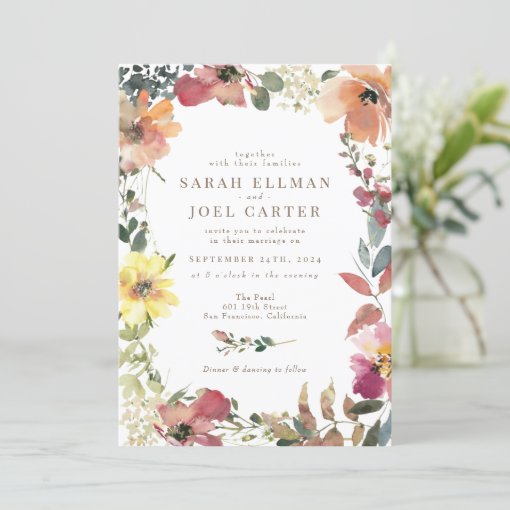 Elegant Boho Wildflower Wedding Invitation | Zazzle