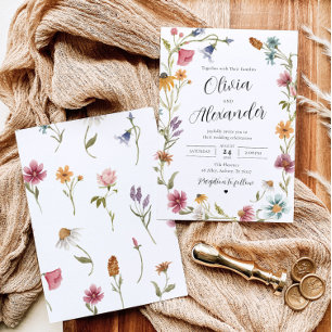 Elegant Boho Wildflower Wedding Invitations