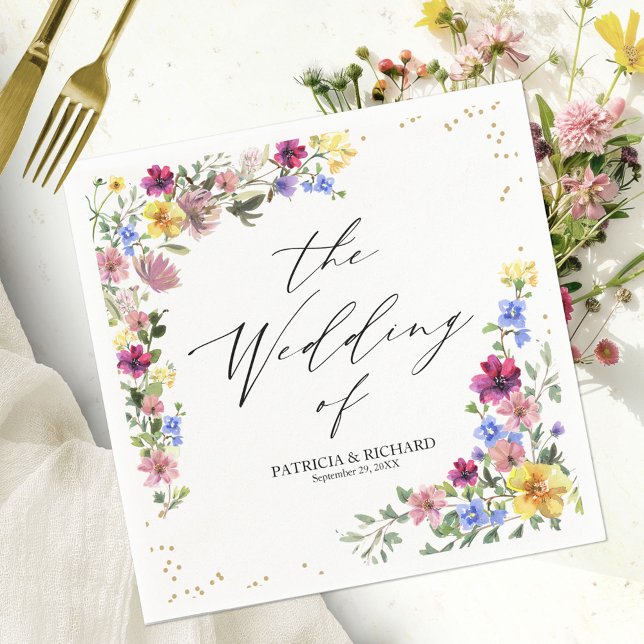 Elegant Boho Wildflower Wedding Napkins (Creator Uploaded)