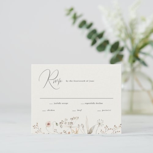 Elegant Boho Wildflower Wedding RSVP Card