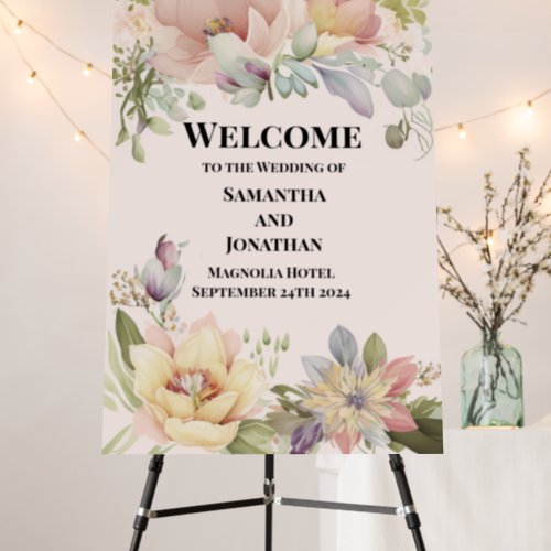 Elegant BOHO Wildflower Wedding Welcome Sign