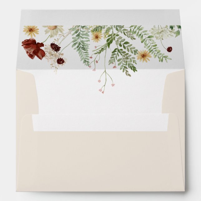 Elegant Boho Wildflowers 5x7 Card Envelope (Back (Bottom))