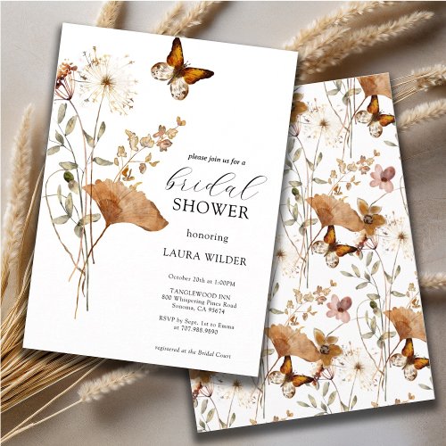 Elegant Boho Wildflowers Bridal Shower Invitation