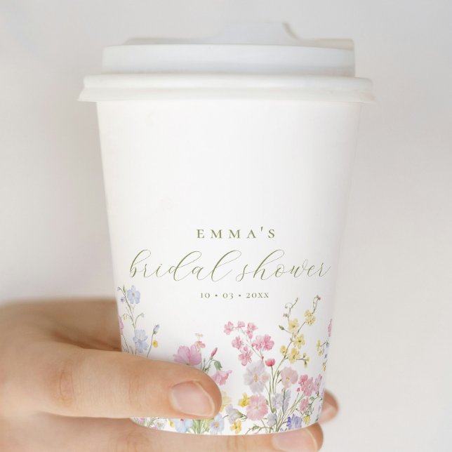 Elegant Boho Wildflowers Bridal shower Paper Cups (Creator Uploaded)