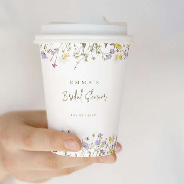 Elegant Boho Wildflowers Bridal shower Paper Cups (Creator Uploaded)