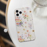 Elegant Boho Wildflowers | Initial Monogram  iPhone 15 Pro Max Case<br><div class="desc">Elevate your phone with this luxurious wildflower iPhone case, designed for those who embrace timeless beauty and modern style. The soft floral design features a delicate arrangement of blush pink, purple, and yellow watercolor wildflowers, creating an effortlessly chic look. Perfect for her, this case can be personalized with an initial...</div>
