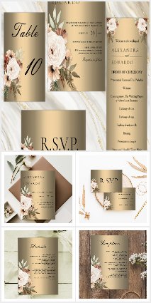 Elegant Boho Wildflowers on Gold Wedding