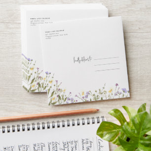 Elegant Boho wildflowers Return Address Wedding Envelope