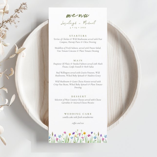 Elegant Boho wildflowers Script Wedding  Menu (Creator Uploaded)
