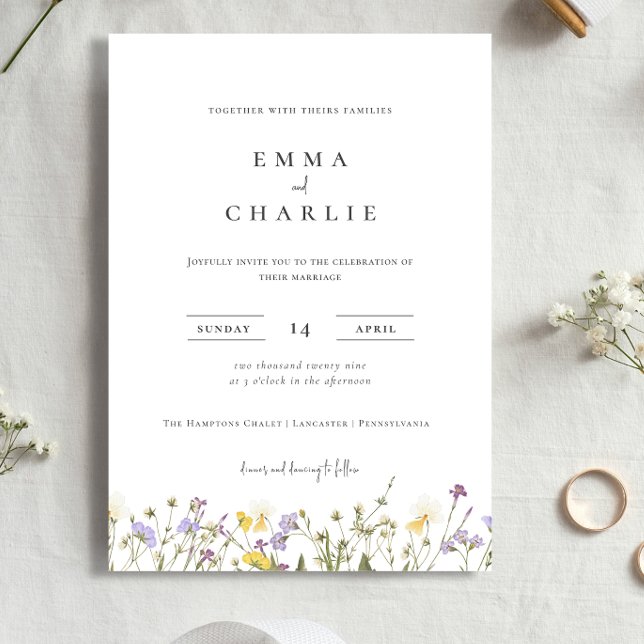 Elegant Boho Wildflowers Wedding Invitation (Creator Uploaded)