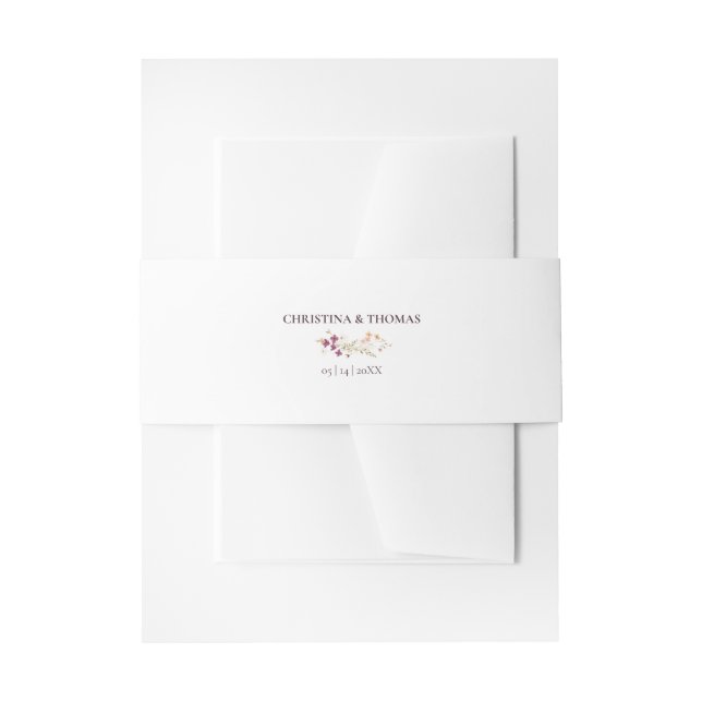 Elegant Boho Wildflowers Wedding Invitation Belly Band (Front Example)