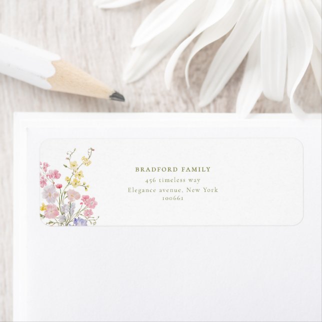 Elegant Boho Wildflowers Wedding  Label (Insitu)