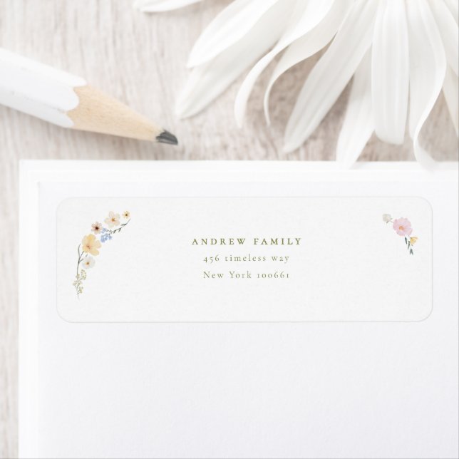Elegant Boho Wildflowers Wedding  Label (Insitu)