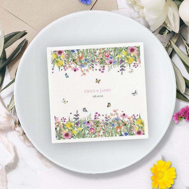 Elegant Boho Wildflowers Wedding  Napkins (Creator Uploaded)