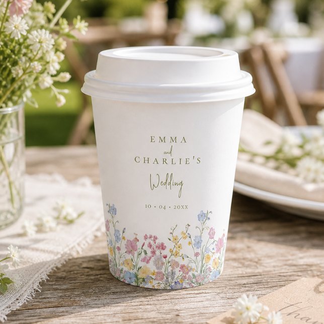 Elegant Boho Wildflowers Wedding Paper Cups (Elegant Boho Wildflowers Wedding Paper Cups)