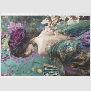 Elegant Boho, Woman's Back & Floral Portrait Art Tissue Paper