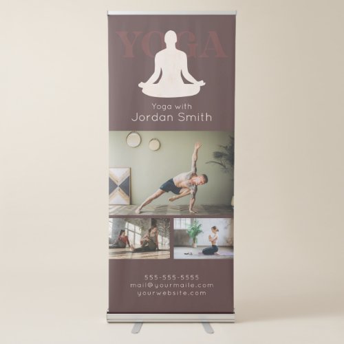 Elegant Boho Yoga Instructor 3 Photos Promotional Retractable Banner