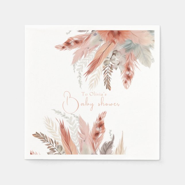 Elegant bohoPampas grass Baby shower Napkins (Front)