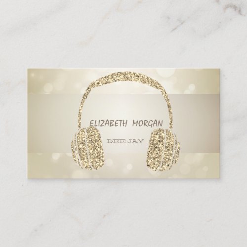 Elegant BokegGold Glitter Headphone Business Card