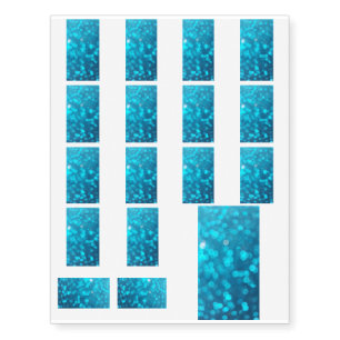 Elegant Bokeh Blue Turquoise Circles Pattern Temporary Tattoos