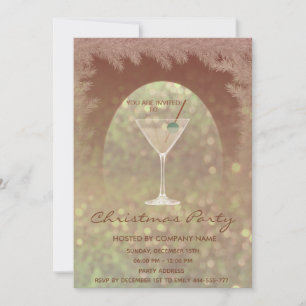 Elegant bokeh cocktail corporate Christmas party Invitation
