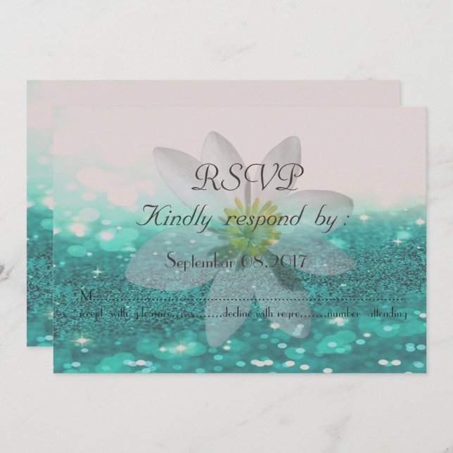 Elegant Bokeh ,Glittery,Daisy  Wedding  RSVP Card (Front/Back)
