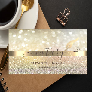 Elegant Bokeh Gold Feather Notary Business Card