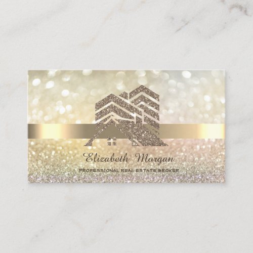 Elegant Bokeh Gold Glitter House Roof  Business Card