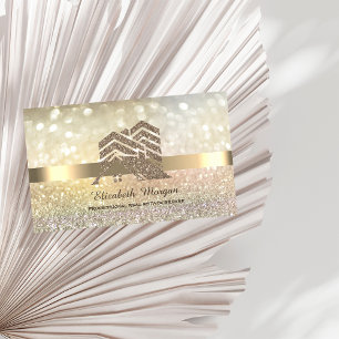 Elegant Bokeh Gold Glitter House Roof Business Card
