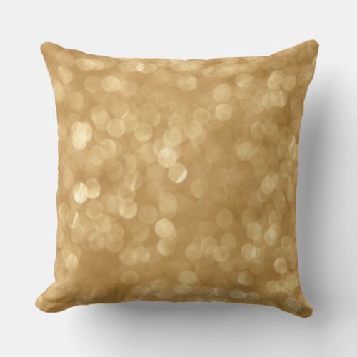 Elegant Bokeh Gold Glitter  Sparkles Throw Pillow