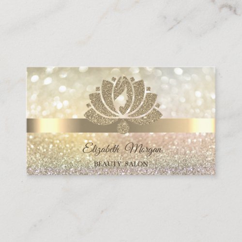 Elegant Bokeh Gold Lotus Flower  Beauty Salon Business Card