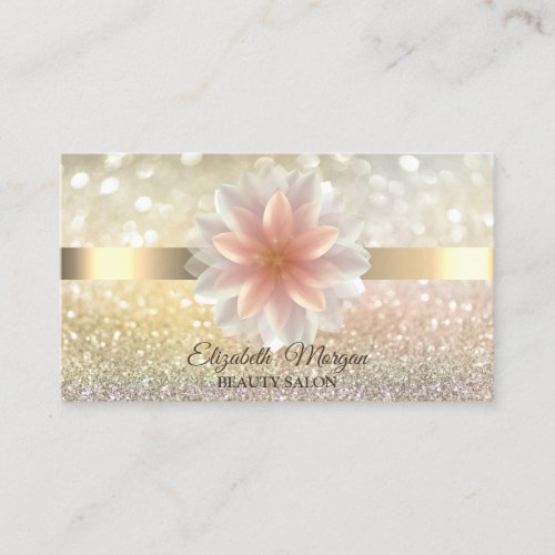 Elegant Bokeh Gold Lotus Flower Yoga Reiki Busine Business Card