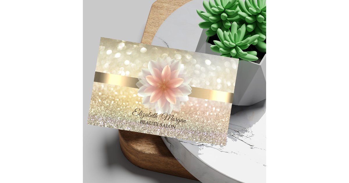 Elegant Bokeh Gold, Lotus Flower Yoga Reiki Busine Business Card | Zazzle