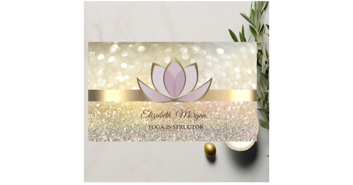 Elegant Bokeh Gold, Lotus Flower Yoga Reiki Business Card | Zazzle