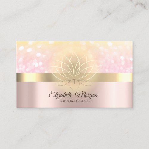 Elegant Bokeh Gold Lotus Rose Gold Business Card