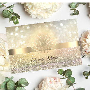 Elegant Bokeh Gold, Lotus Yoga Instructor Business Card