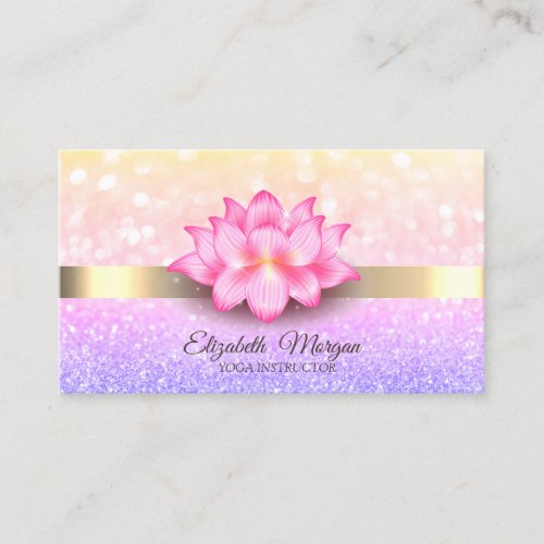 Elegant Bokeh Gold Stripe Lotus Flower  Business Card