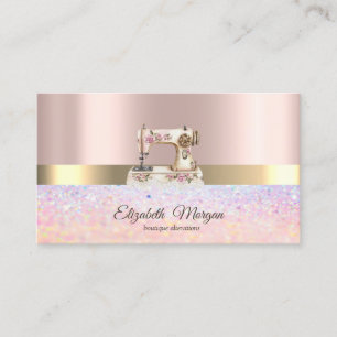 Elegant Bokeh Gold Stripe,Vintage Sewing Machine Business Card