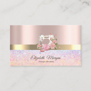 Elegant Bokeh Gold Stripe,White Sewing Machine Business Card