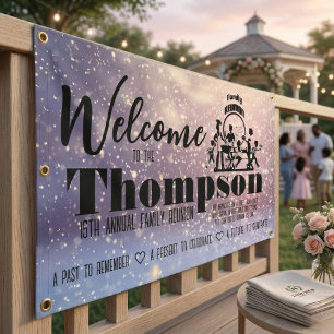 Elegant Bokeh Lights Custom Family Reunion Welcome Banner