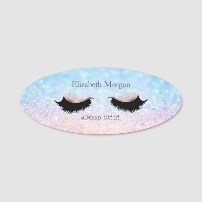 Elegant  Bokeh Ombre Faux Lashes Name Tag (Front)