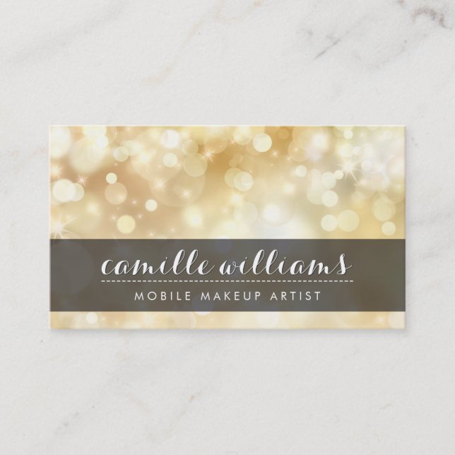 ELEGANT BOKEH PATTERN whimsical stylish gold black Business Card (Front)
