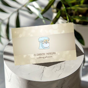 Elegant Bokeh, Stripe,Blue Mixer Bow Business Card