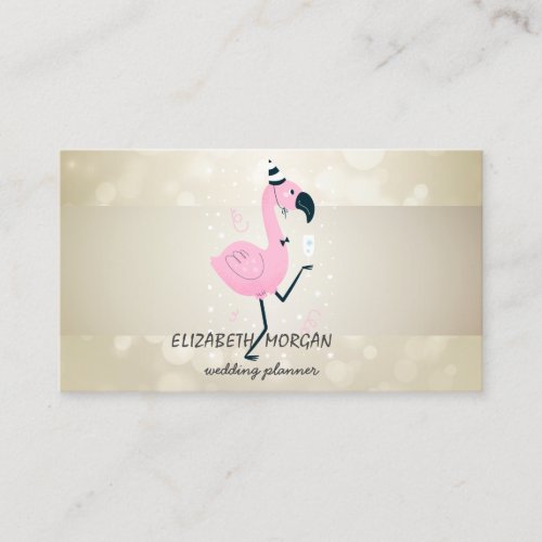 Elegant Bokeh StripeCool Pink Flamingo  Business Card