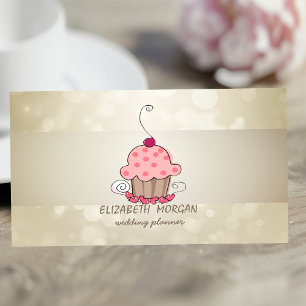 Elegant Bokeh, Stripe,Cupcake Business Card