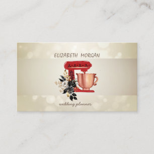 Elegant Bokeh, Stripe,Floral Red Mixer  Business Card